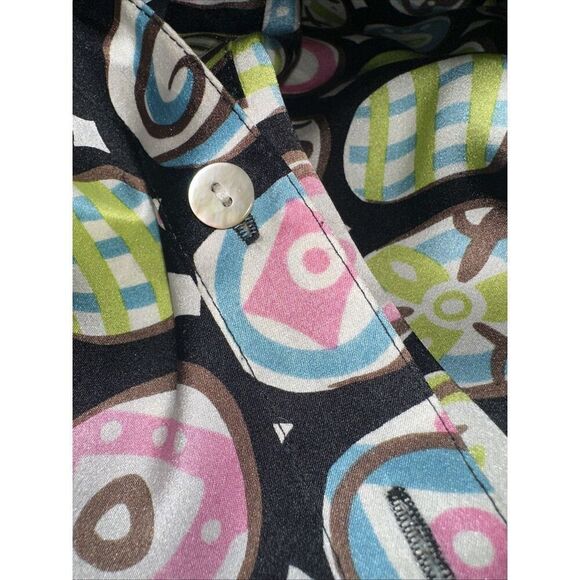 ITW by Claude Brown Art Wear Funky Abstract 100% Silk Blouse Size 6 - Picture 5 of 6